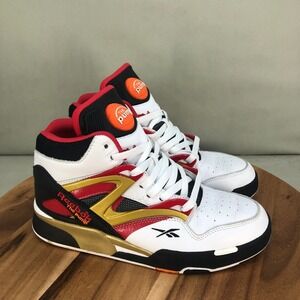 Reebok Pump Omni Zone II Basketball Shoes White Red Gold G55113 Mens 7.5